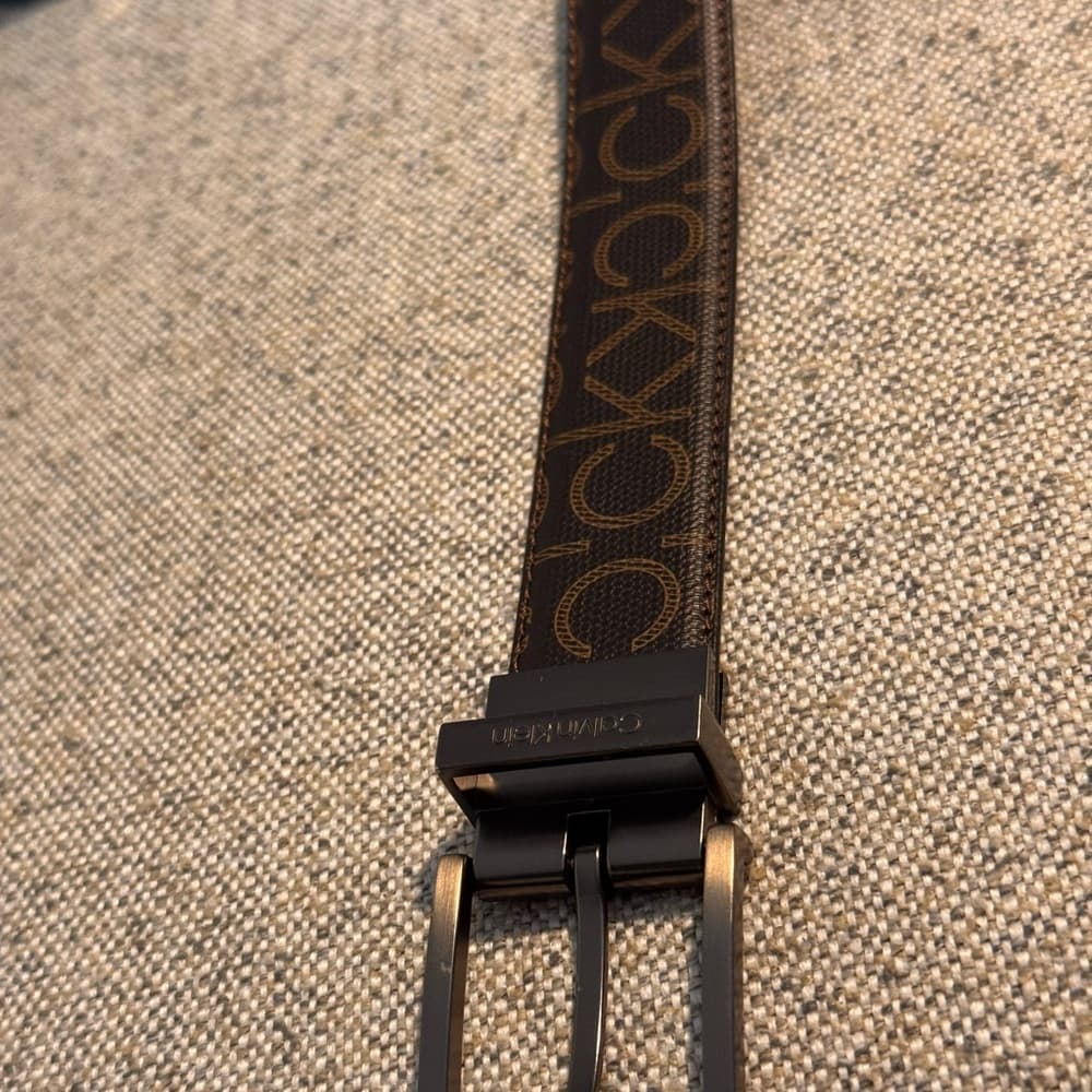 Calvin Klein Black and Brown Logo Belt - Thumbnail 7