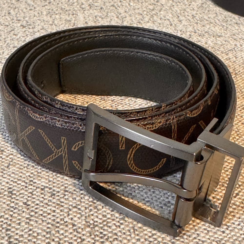 Calvin Klein Black and Brown Logo Belt - Thumbnail 2