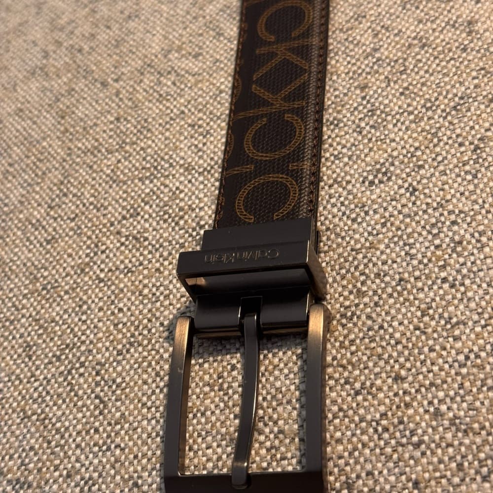 Calvin Klein Black and Brown Logo Belt - Thumbnail 6
