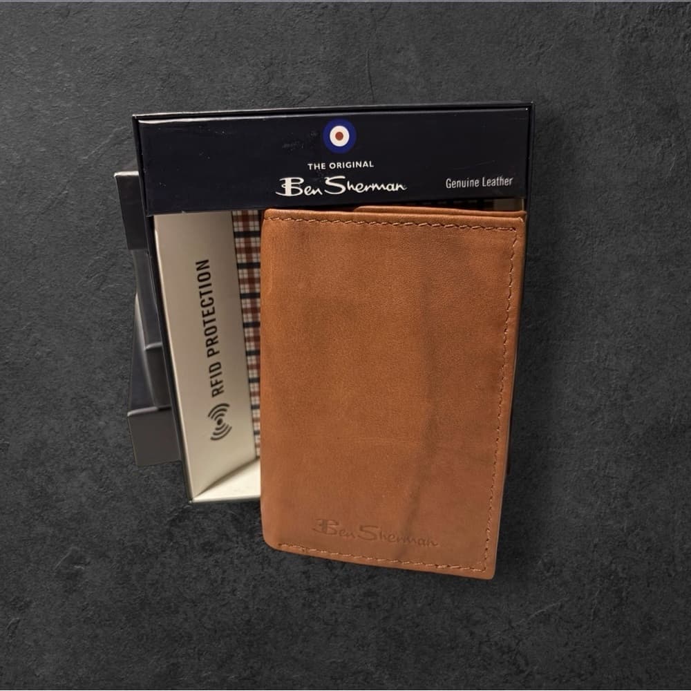 Ben Sherman Tan Leather Card Holder - Thumbnail 2