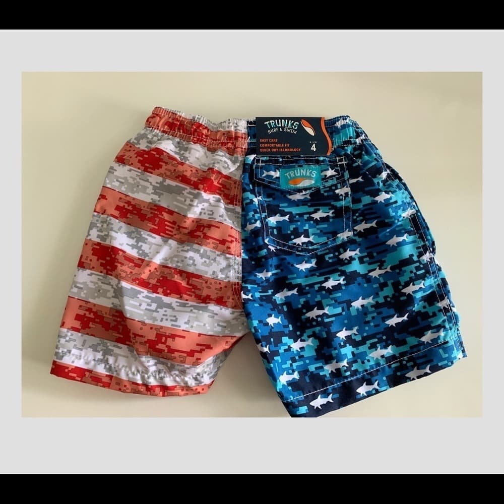 Boys Trunks America Flag Swim 02 Pieces - Thumbnail 4