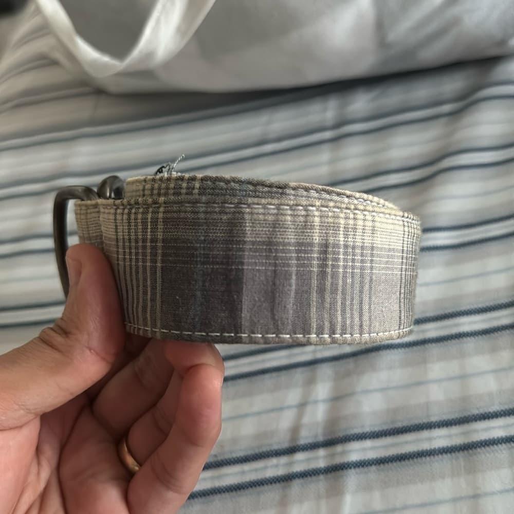 Men's‎ Gray Plaid Belt - Thumbnail 3