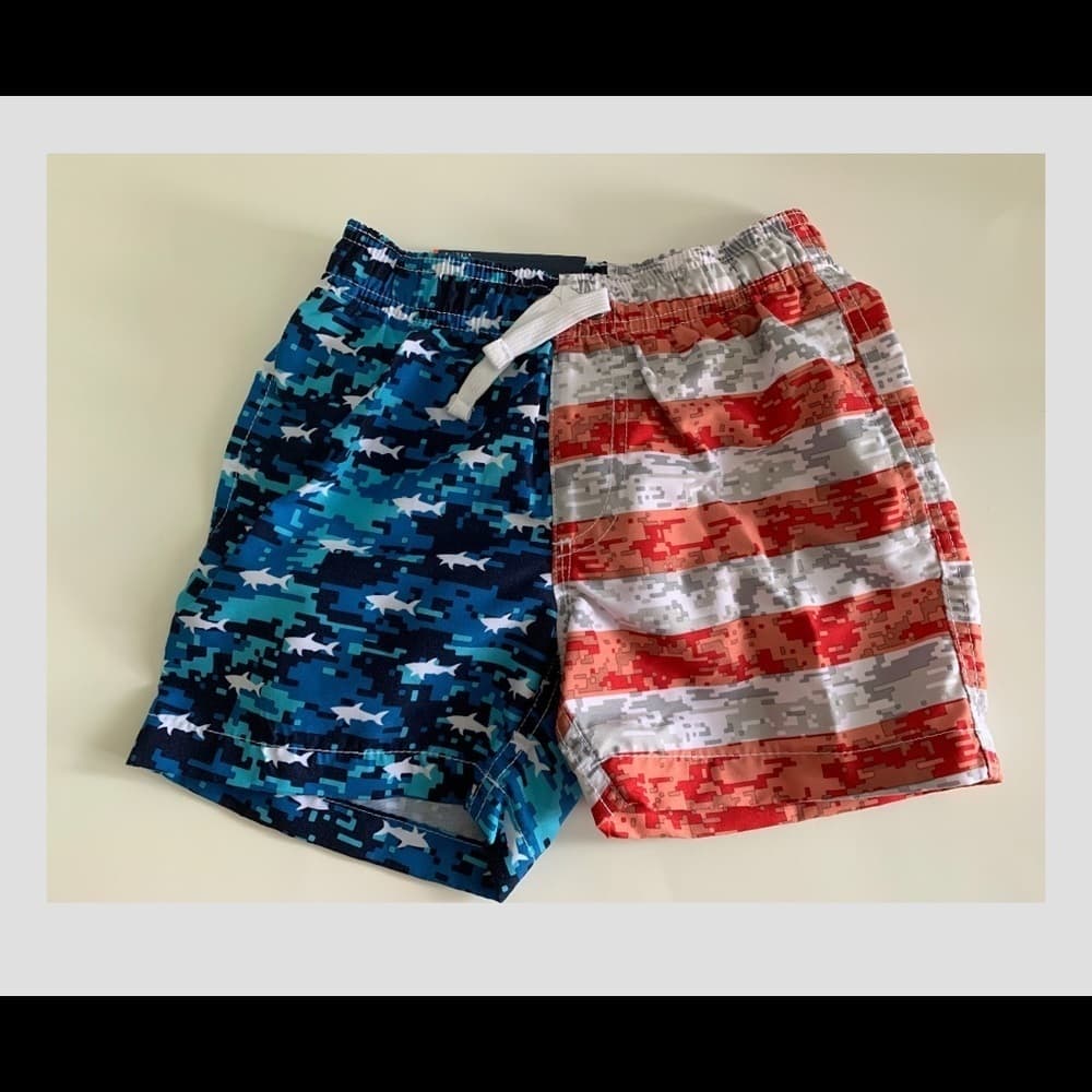 Boys Trunks America Flag‎ Swim 02 Pieces - Thumbnail 3