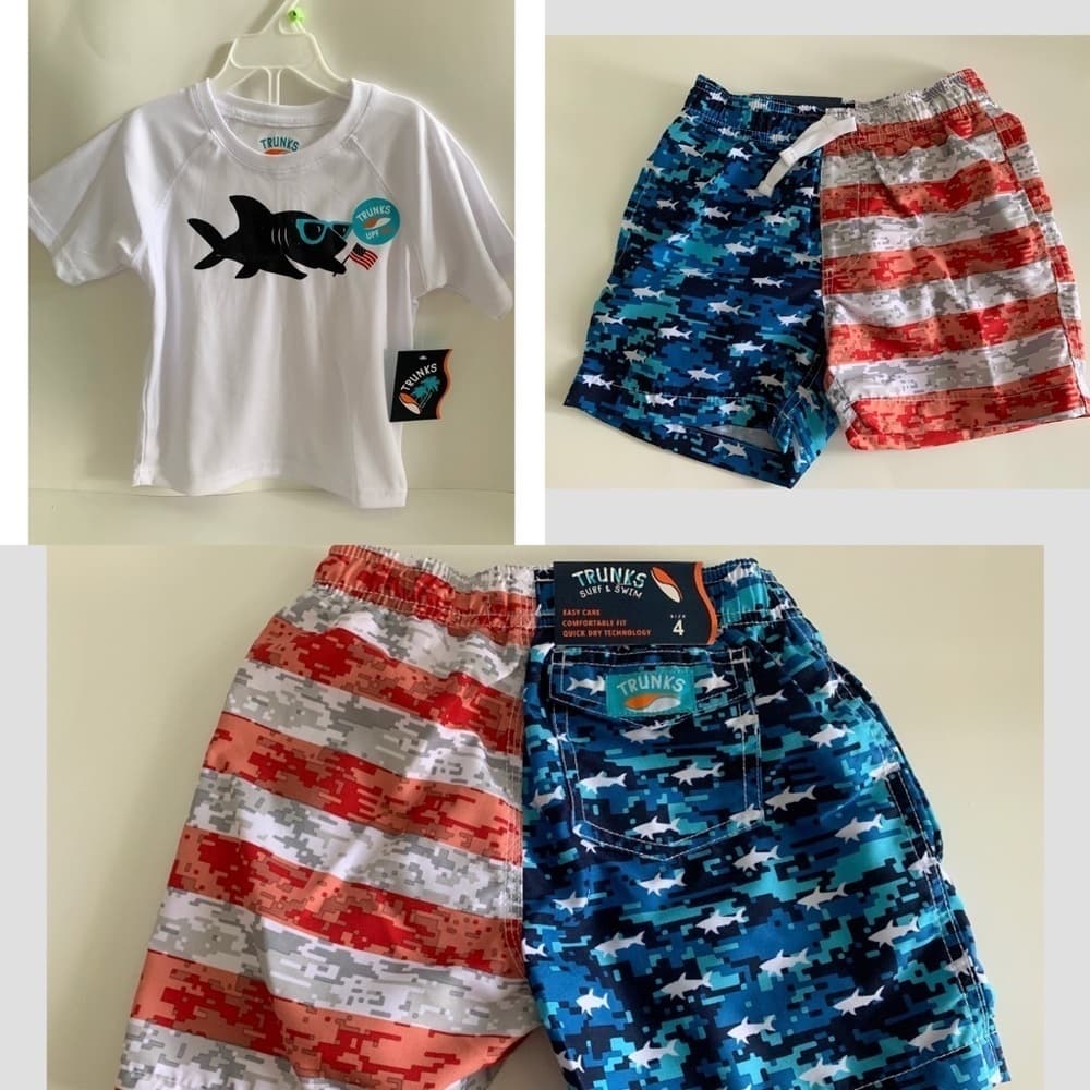 Boys Trunks America Flag‎ Swim 02 Pieces