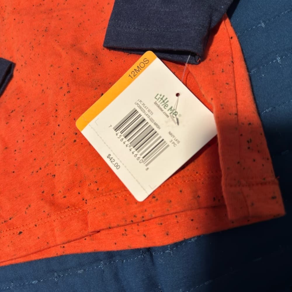 Little Me Orange and Blue Long‎ Sleeve Tee - Thumbnail 2