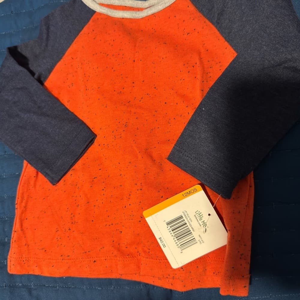 Little Me Orange and Blue Long‎ Sleeve Tee