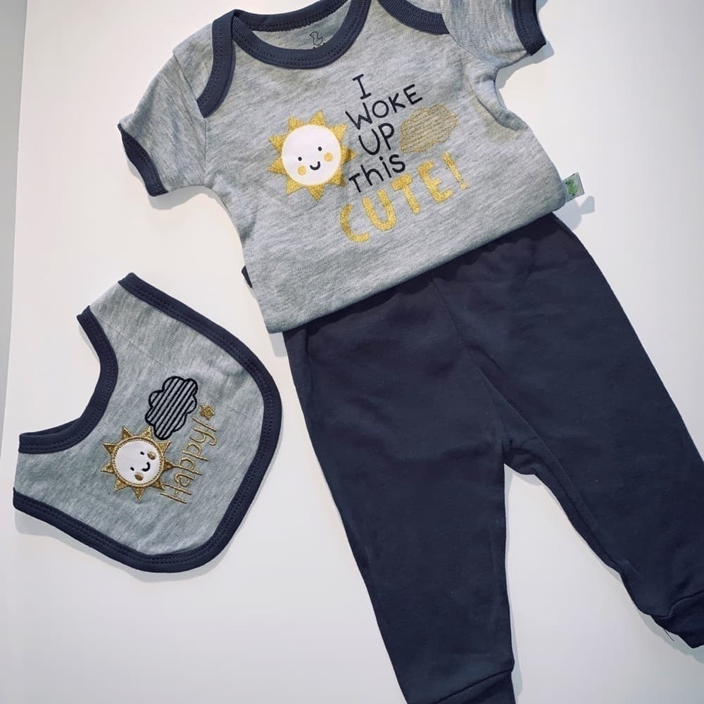 3 PIECE SET BABY BOY 3-6/6-9MONTHS DUCK D - Thumbnail 4