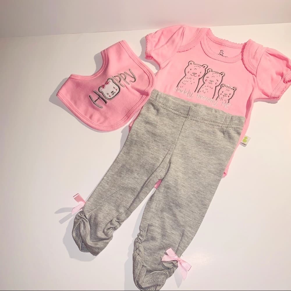 Duck Duck Goose Baby 3 piece set Pink/Grey - Thumbnail 3