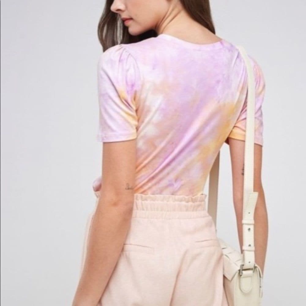 Sale 💜Women's tie dye V neck Tee - Thumbnail 5