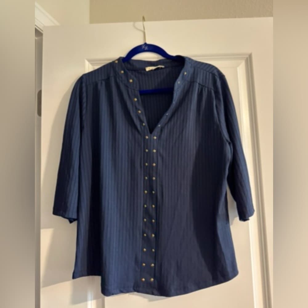 Women’s Navy‎ Blue Shirt with Gold Accents