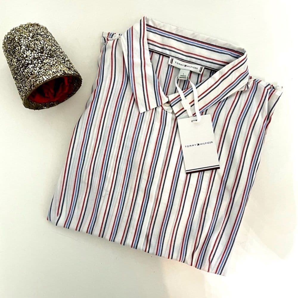 Tommy Hilfiger Red and Blue Striped Blouse - Thumbnail 2
