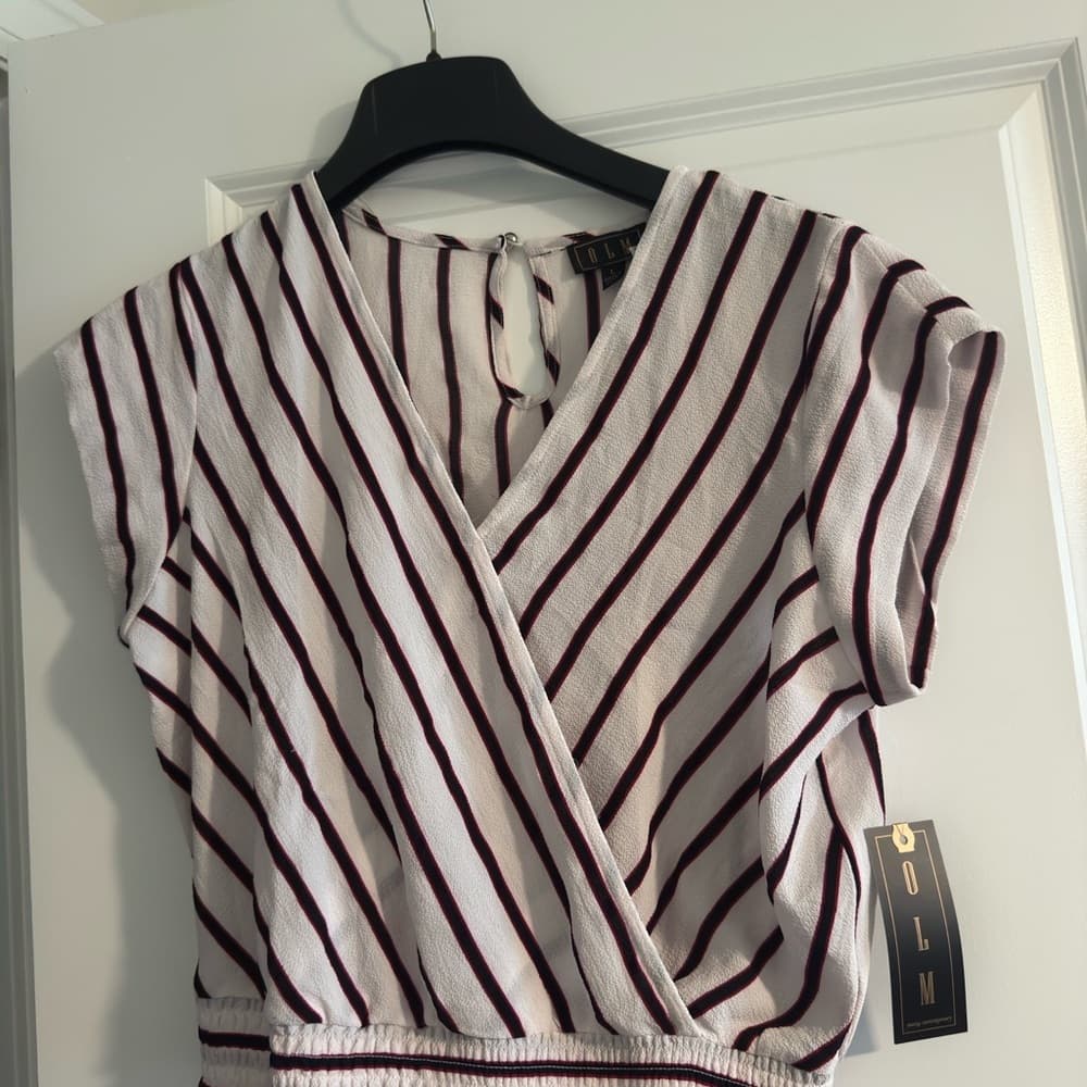 Women's Striped Wrap Top - White and Red