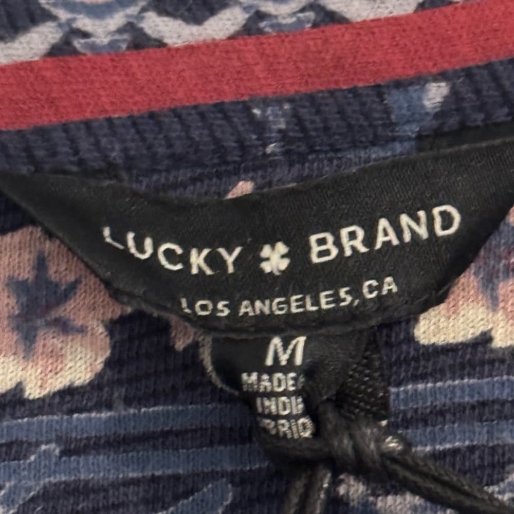 Lucky‎ Brand Blue Flutter Sleeve Graphic Blouse - Thumbnail 3