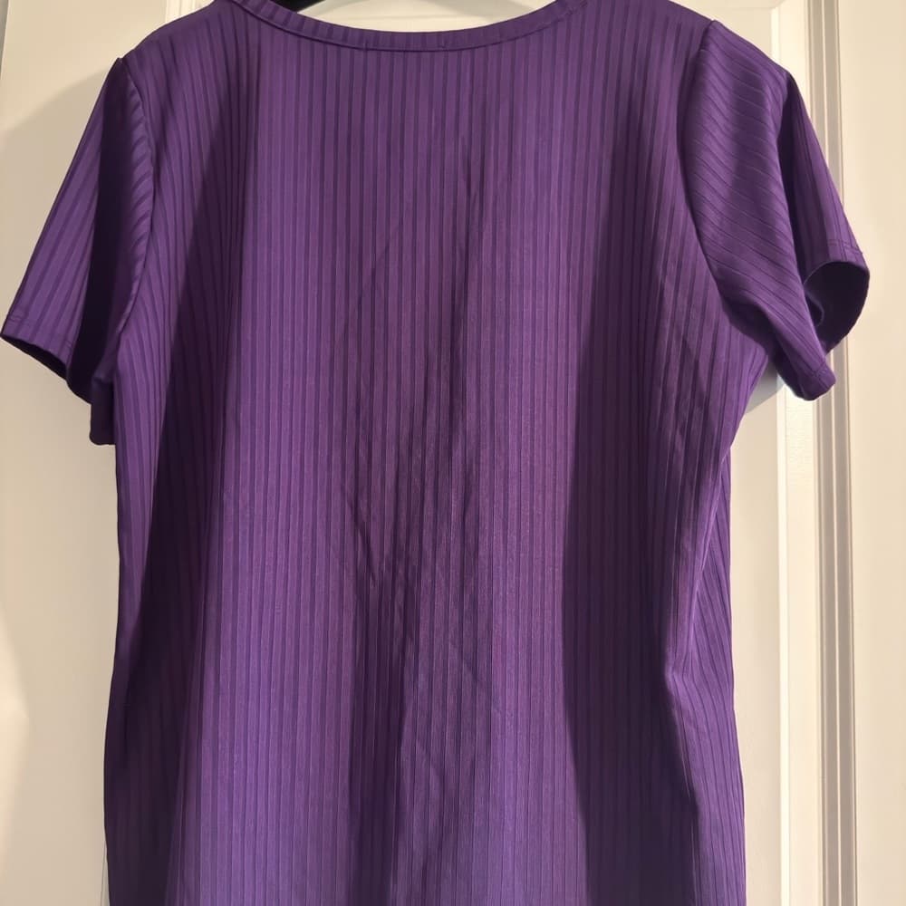 Reason Purple Ribbed Embellished‎ Blouse - Thumbnail 5