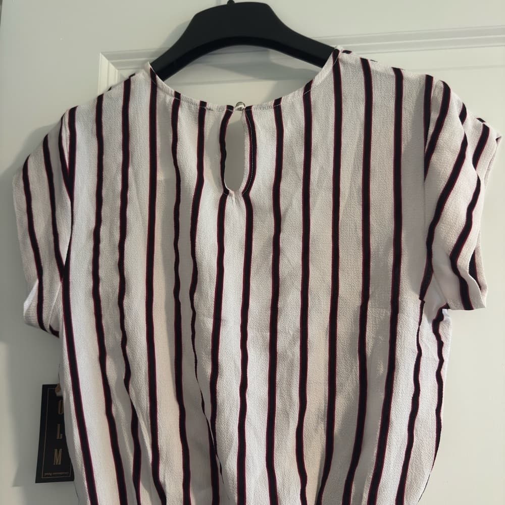 Women's Striped Wrap Top - White and Red - Thumbnail 5