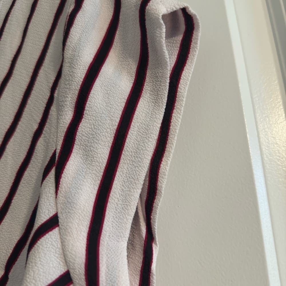 Women's Striped Wrap Top - White and Red - Thumbnail 4