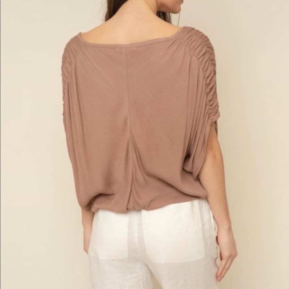 Sale‎ 💜Women's Rosewood Shirred Top - Thumbnail 4