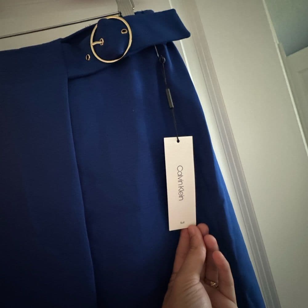 Calvin Klein Blue Asymmetrical A-Line Skirt - Thumbnail 3
