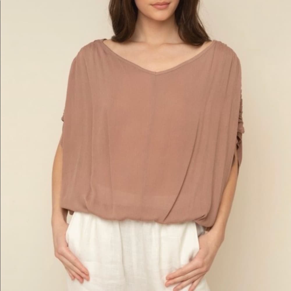 Sale‎ 💜Women's Rosewood Shirred Top - Thumbnail 5