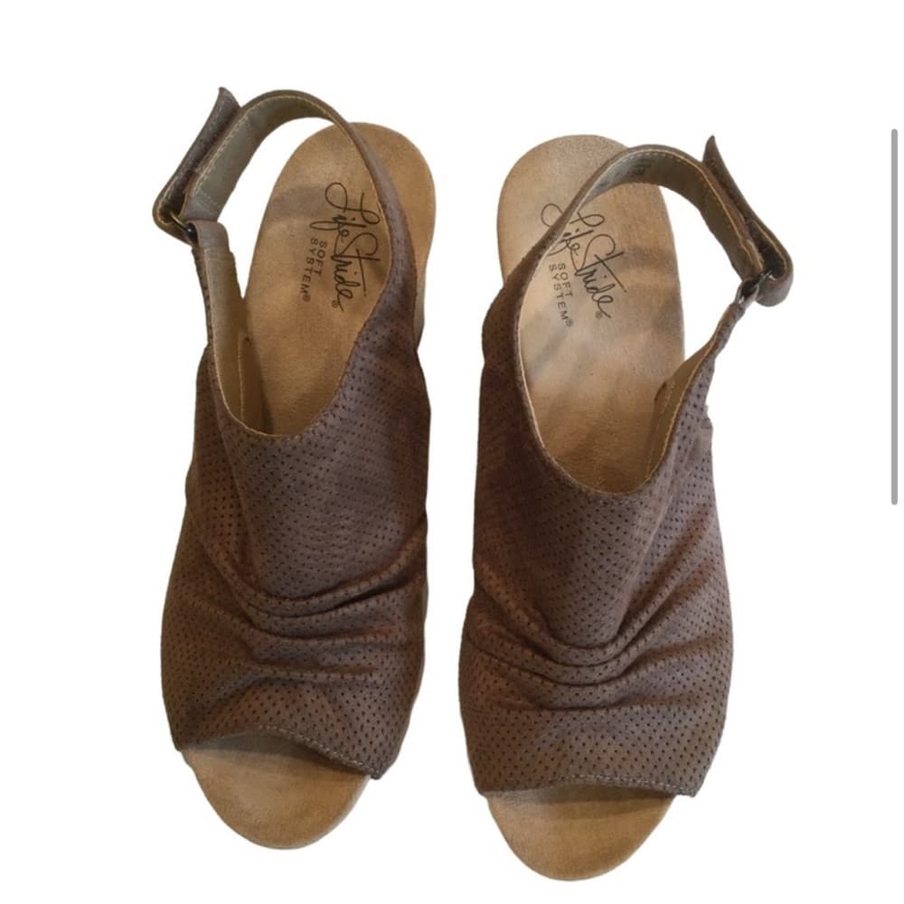 Life Stride Brown Wedge Sandals‎ - Thumbnail 4
