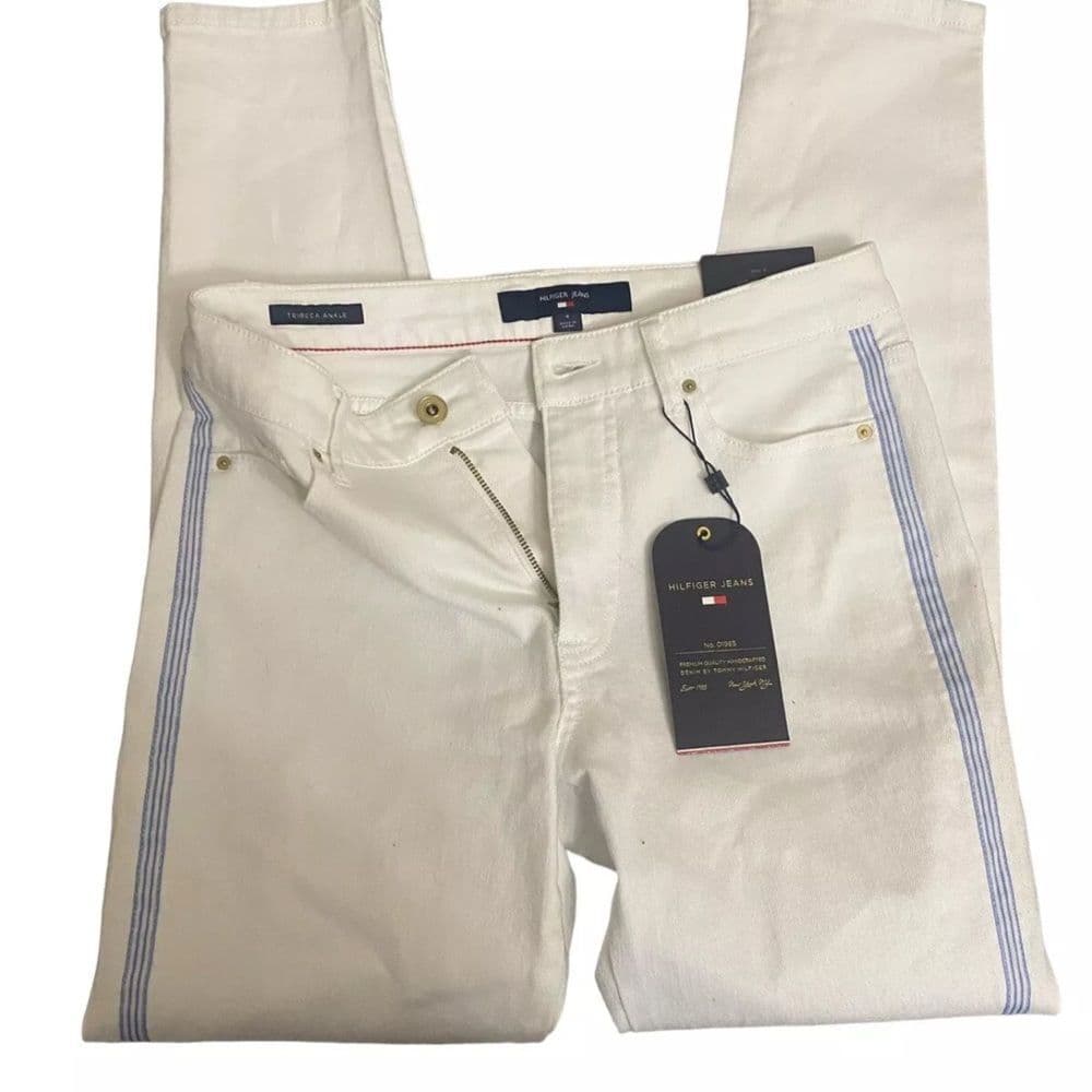 Tommy Hilfiger White Pants with Blue Accents