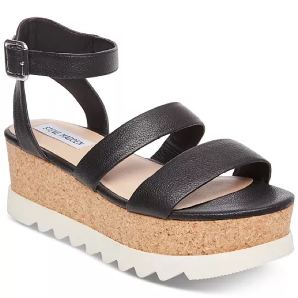 Steve Madden Black Platform Sandals with Cork Sole