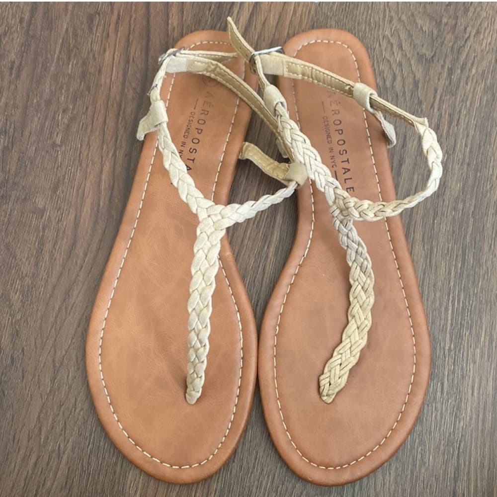 Aeropostale‎ Tan Braided Sandals for Casual Summer - Thumbnail 2