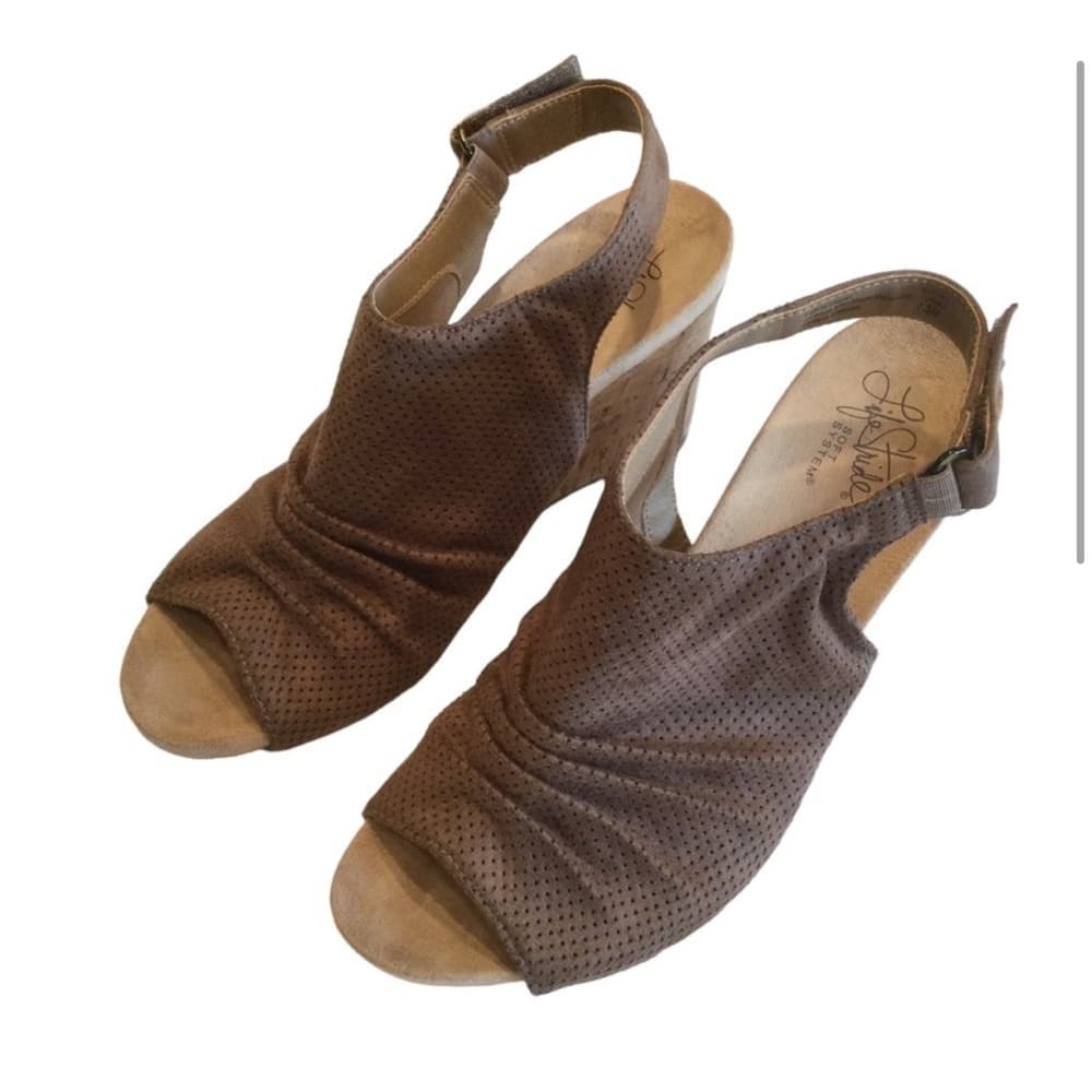 Life Stride Brown Wedge Sandals‎ - Thumbnail 2