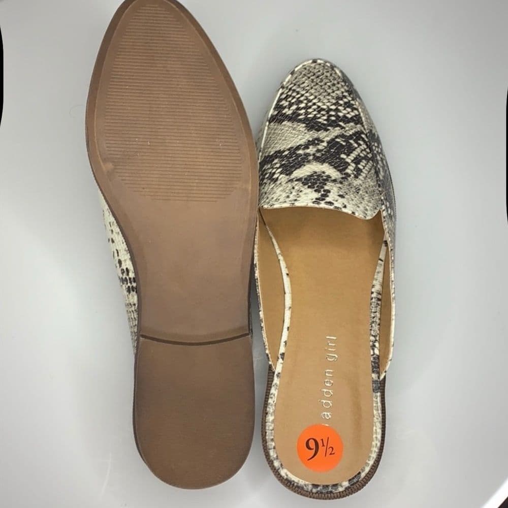 Madden Girl Black and White Snakeskin Mules - Thumbnail 3