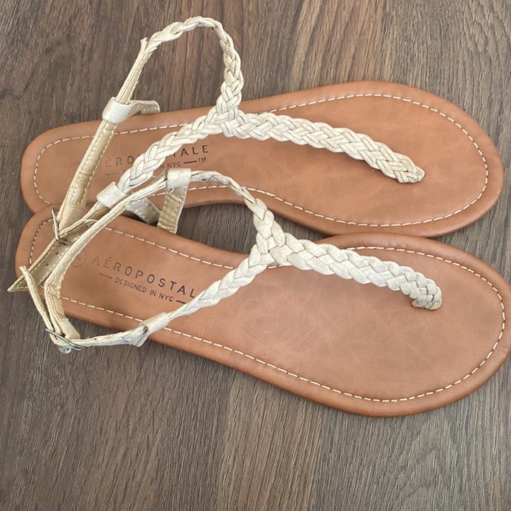 Aeropostale‎ Tan Braided Sandals for Casual Summer - Thumbnail 3