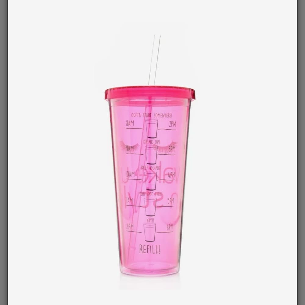 Pink Tumbler with Straw - Thumbnail 2