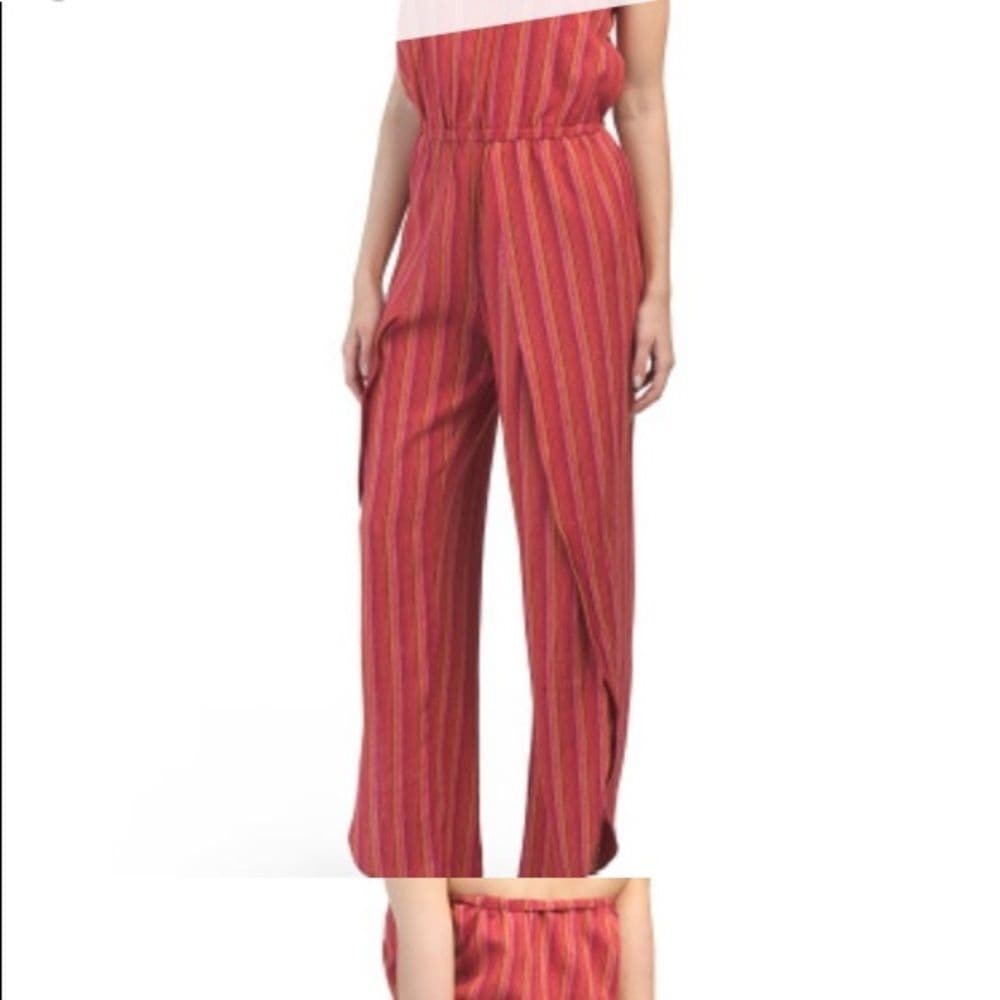 Anthropologie DREW Emerson Red Strapless Jumpsuit - Thumbnail 6