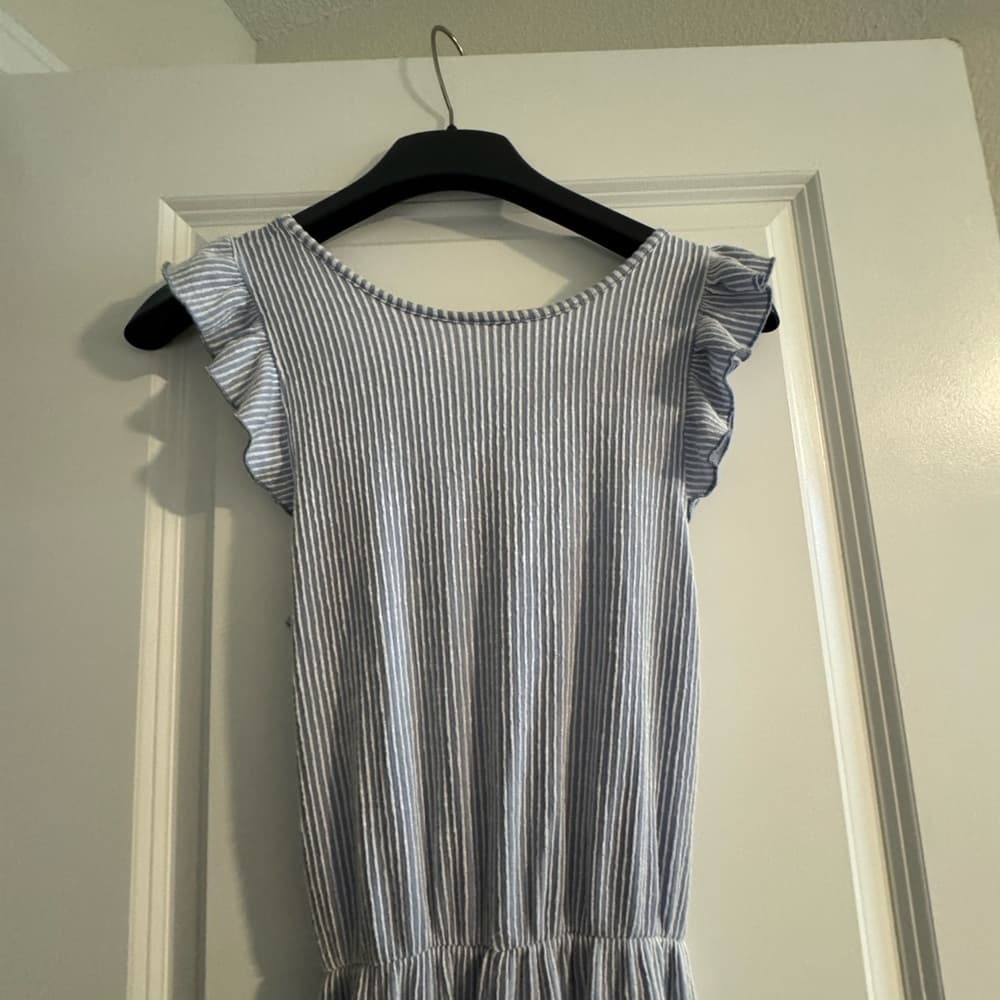 Caution To The Wind Blue and White Striped Dress - Thumbnail 6