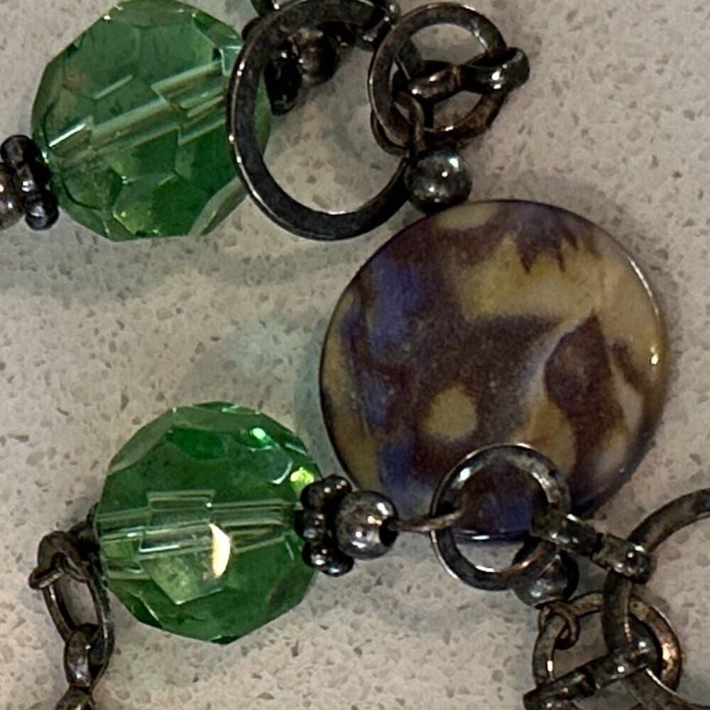 Vintage Green and Purple Beaded Necklace - Thumbnail 5