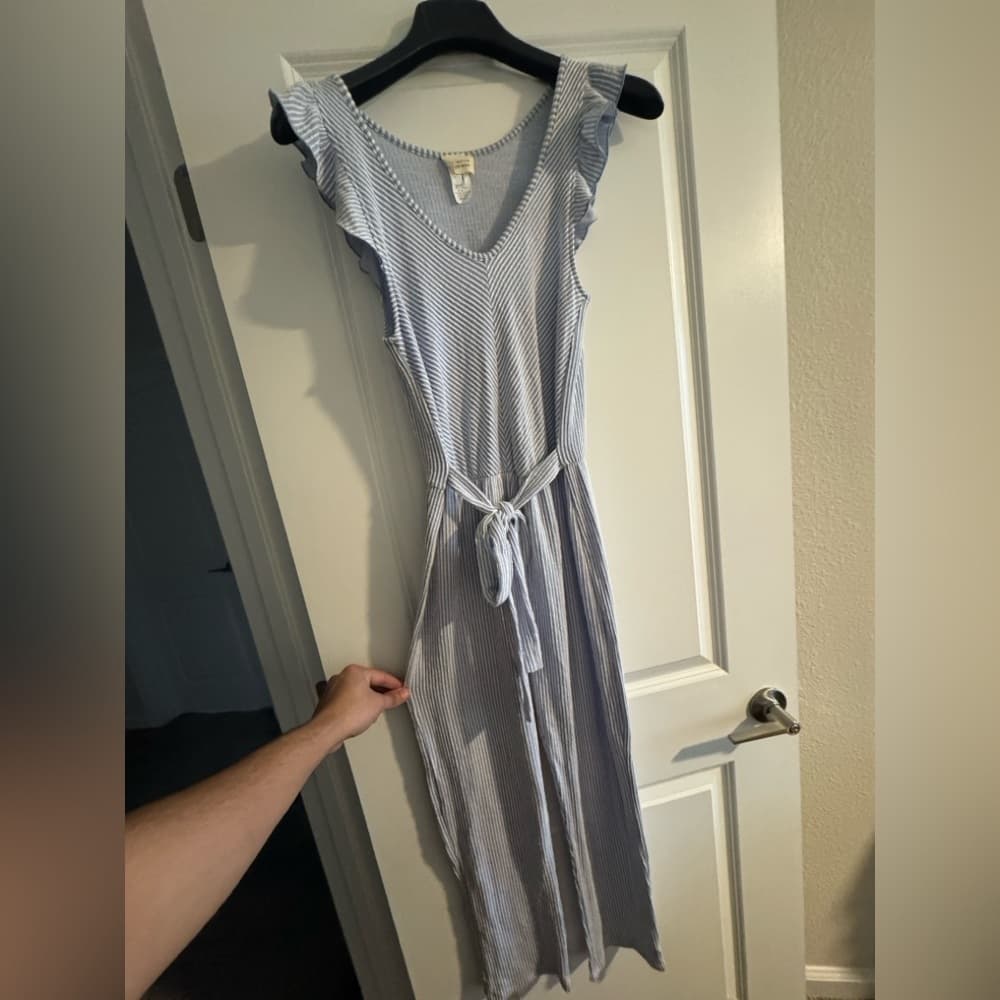 Caution To The Wind Blue and White Striped Dress - Thumbnail 2