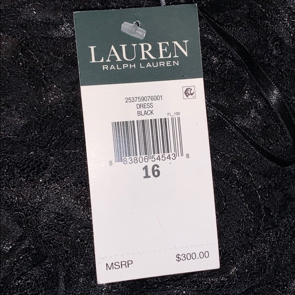 🆕 Lauren Ralph Lauren One-shoulder Lace Gown Blk - Thumbnail 3