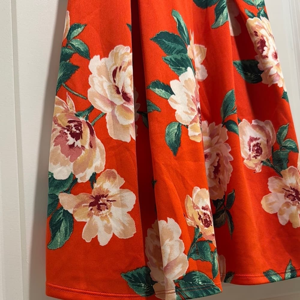 Monteau Orange and‎ White Halter Sundress for Wedding Guest - Thumbnail 3