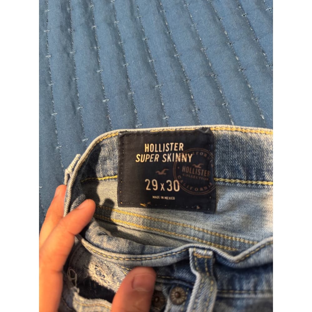 Men's‎ Hollister Super Skinny Jeans Size 29x30 Blue Distressed - Thumbnail 5