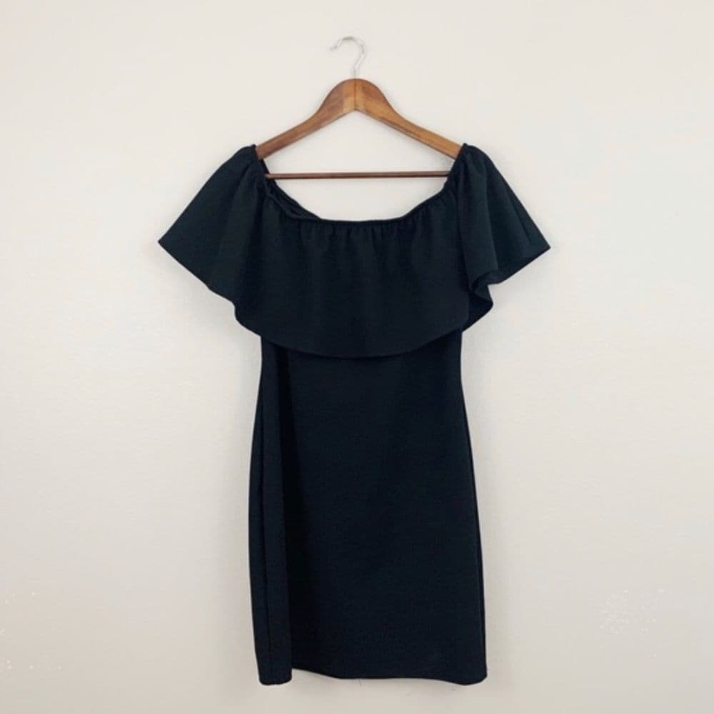 🆕Woman’s Black Ruffle Off Shoulder Mini Dress - Thumbnail 2