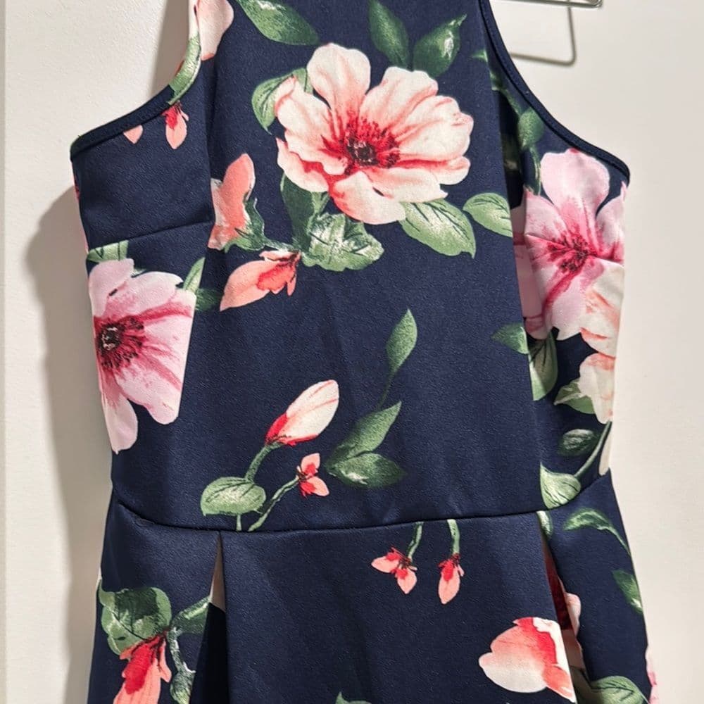 Monteau Navy Floral Dress - Thumbnail 2