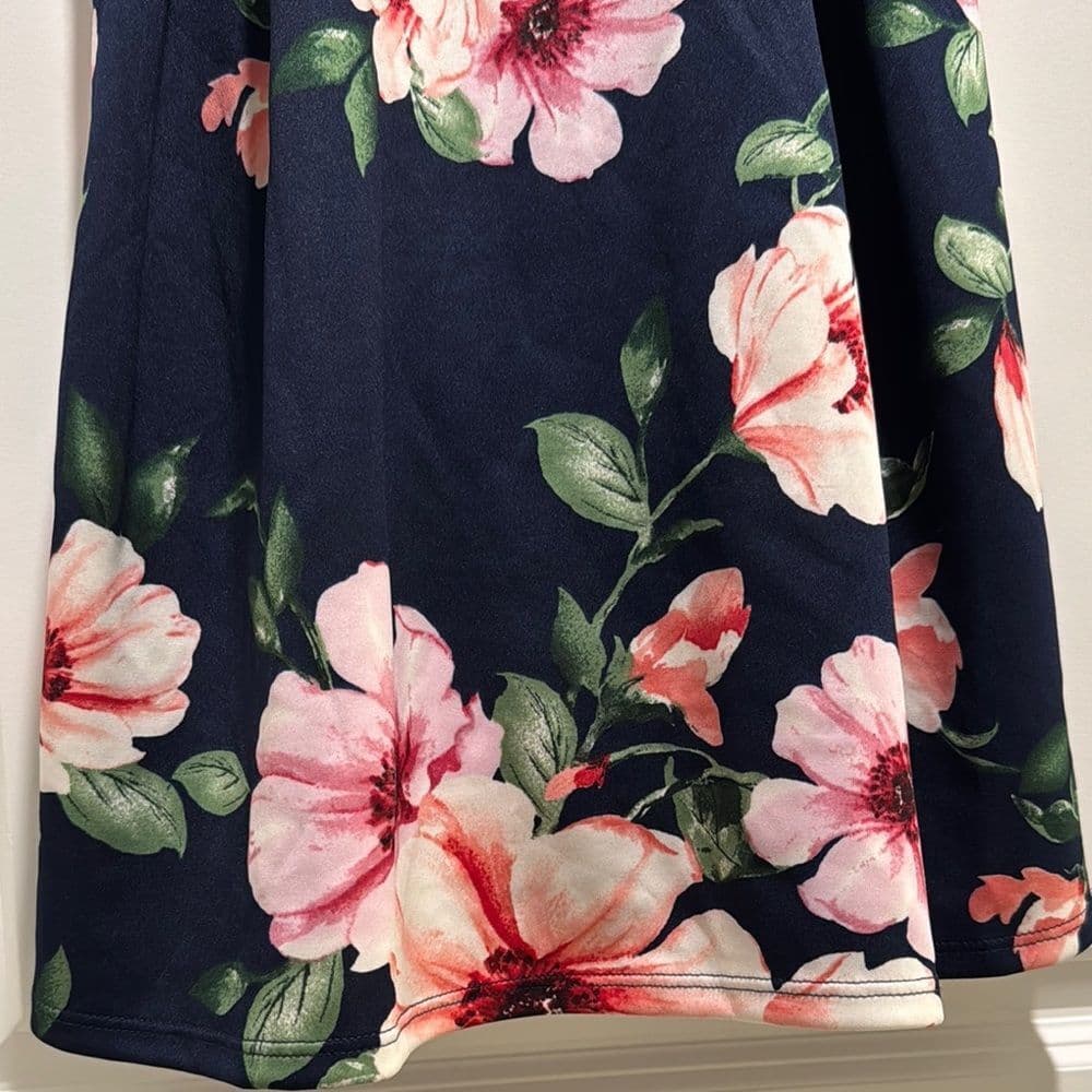 Monteau Navy Floral Dress - Thumbnail 6