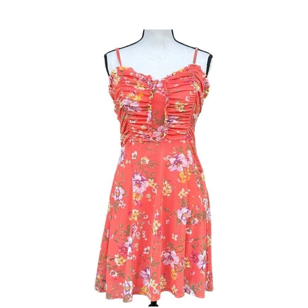 Derek Heart Pink Ruched Sundress Sleeveless Mini