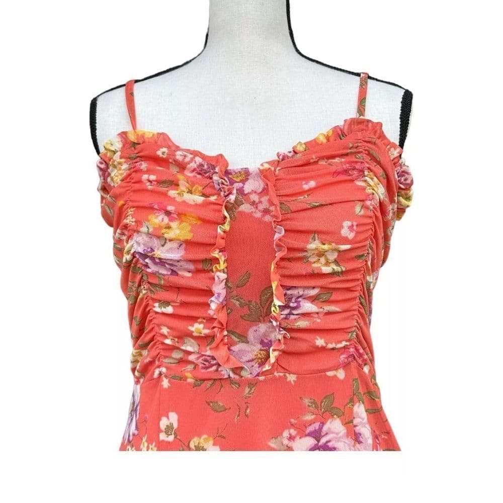 Derek Heart Pink Ruched Sundress Sleeveless Mini - Thumbnail 2