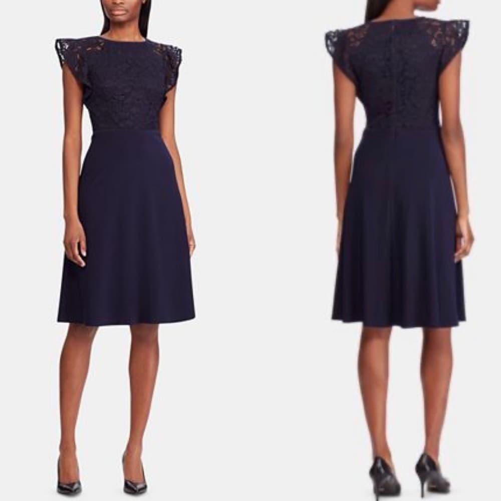 🆕 Lauren‎ Ralph Lauren Petite Lace-Bodice Dress - Thumbnail 2
