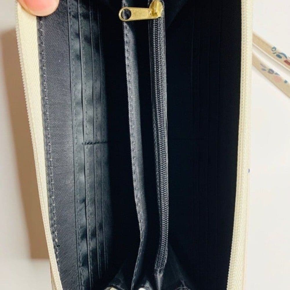 Nicole Miller Zipper Floral Cream Wallet - Thumbnail 5
