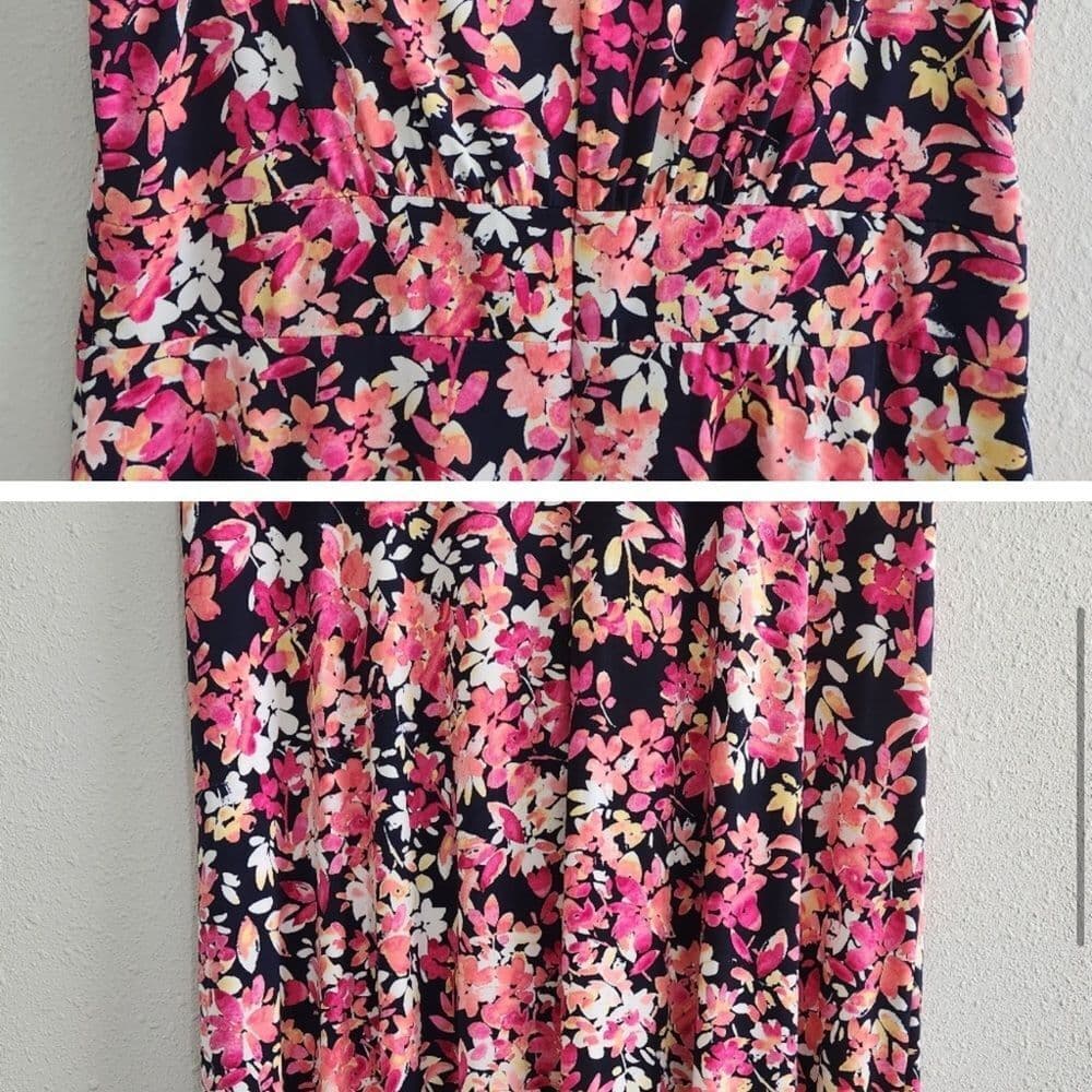 Floral Sleeveless Dress - Pink and Black - Thumbnail 3