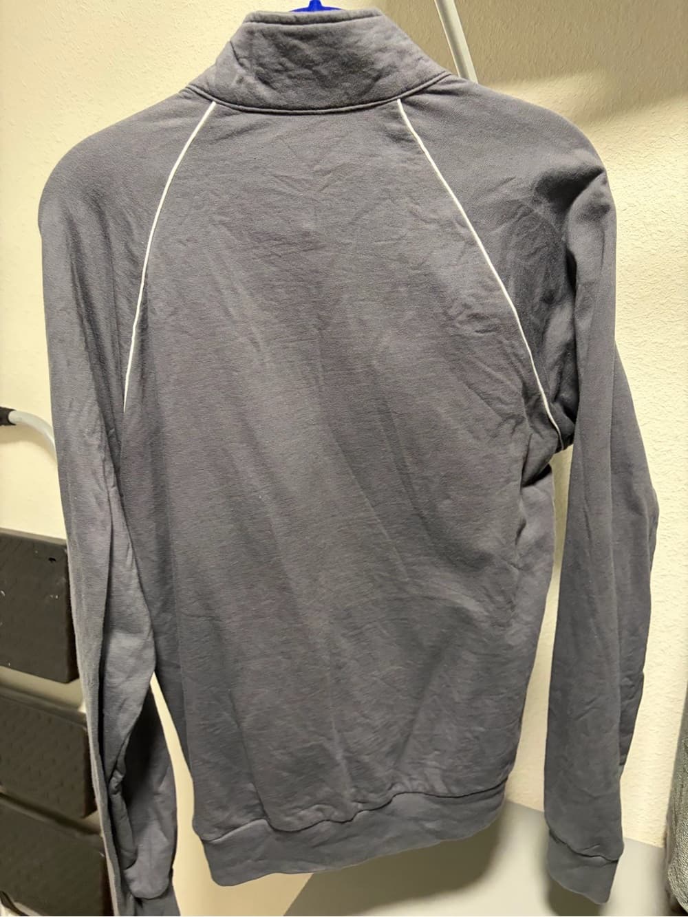American Apparel Gray Lightweight Zip Shirt Jacket with White Piping - Thumbnail 4