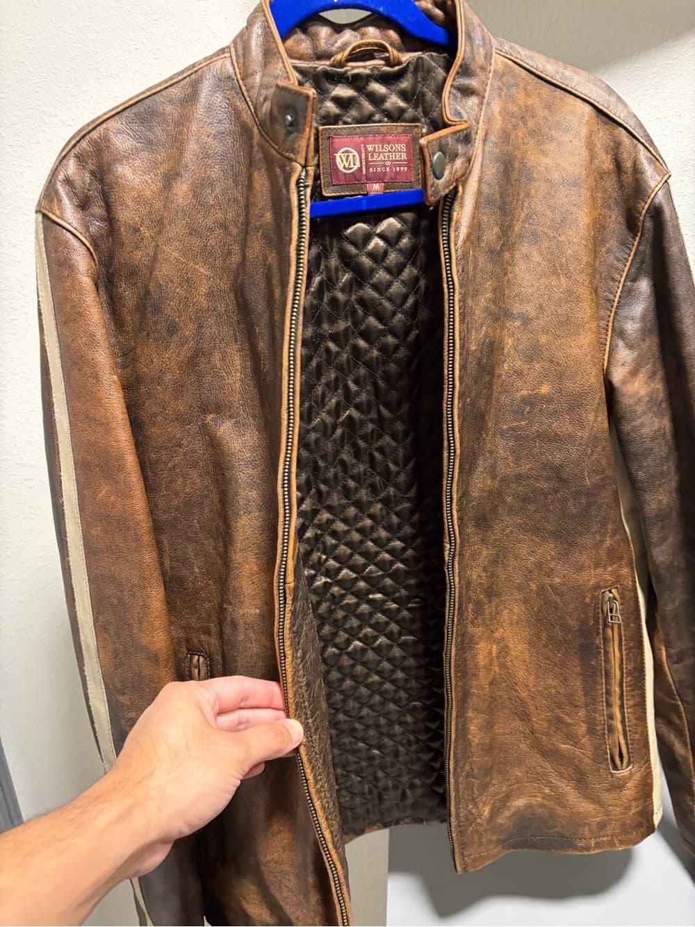 Wilsons Leather Brown Distressed Leather Bomber Jacket - Thumbnail 5