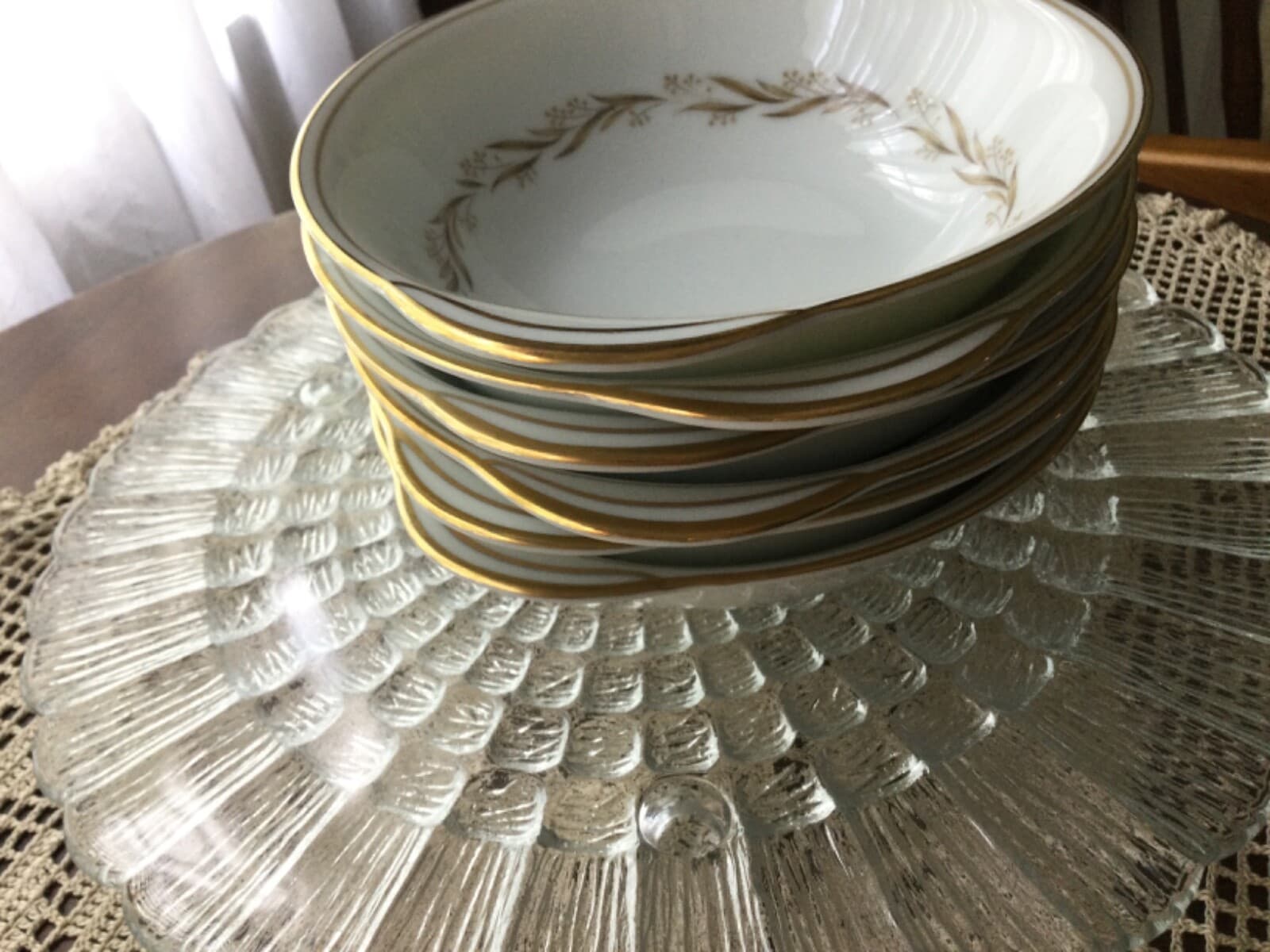 Noritake China 6” Cereal Dessert Bowls w/ Handles Laurel #5903 Gold Rim Set of 6 - Thumbnail 5
