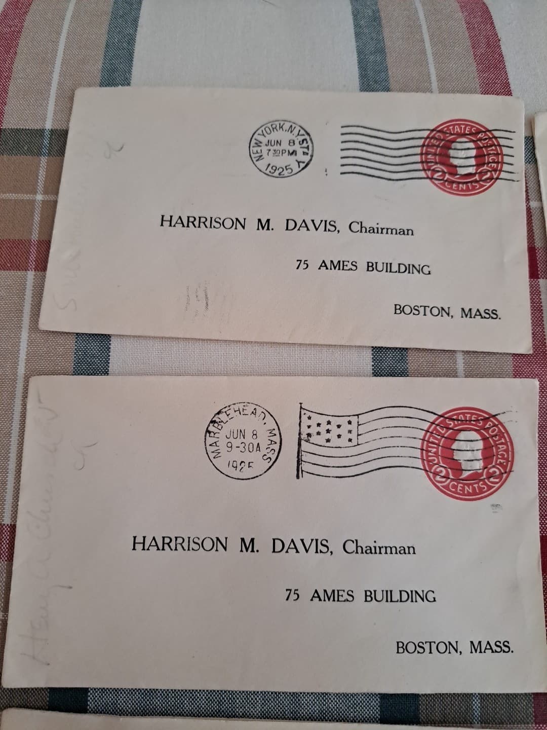 10 Canceled 2 Cent Envelope Postage Stamps George Washington Boston MA 1925 Red - Thumbnail 2
